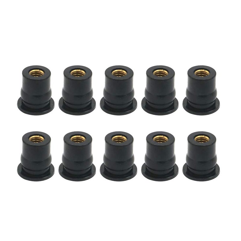Alpha Rider 10PCS Rubber Well Nut for Windscreen & Fairing Universal M6 6mm1/2" Wellnuts For Universal Motorcycle - Image 1